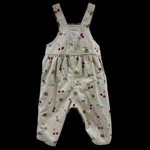 Vintage 90s Baby B'Gosh Oshkosh Overalls Vestbak Size 12 Month Apples Cherries